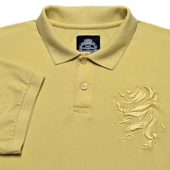 Ecko Unlimited Other - Vintage Y2K Ecko Unlimited Polo Mens XL Butter Yellow Big Rhino Embroidered Logo
